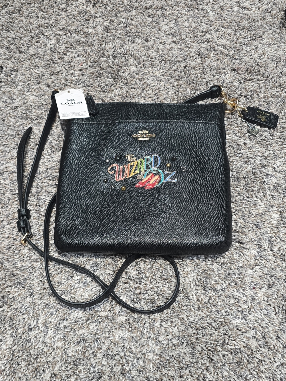 Coach Black Crossbody Bag with Colorful 'Wizard of Oz' Appliqué